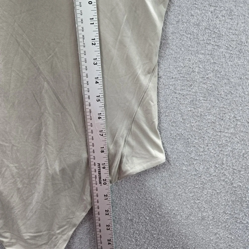 Lululemon Women Bodysuit XL Beige Wundermost Ultra Soft Nulu Scoop Neck READ